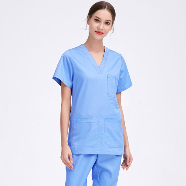 polyester cotton blend resistance to Chlorine bleaching wholesale medical scrubs nursing uniform nurses scrub set