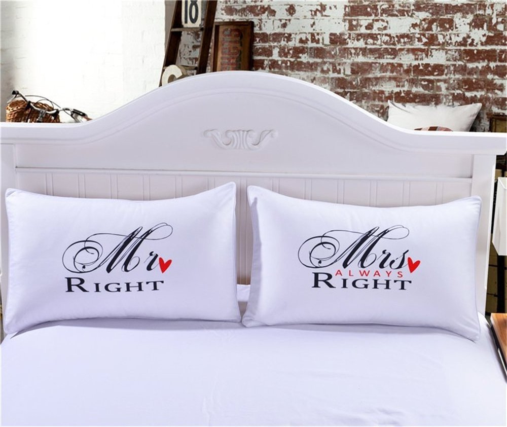 Perfect for Housewarming Wedding Birthday Gift MKT ST Mr. & Mrs. 100% Cotton pillow cases