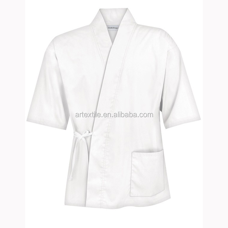 Quality Hotsell Polyester Cotton Twill White Fabric Sushi Chef Uniform and Jacket for Restaurant Use