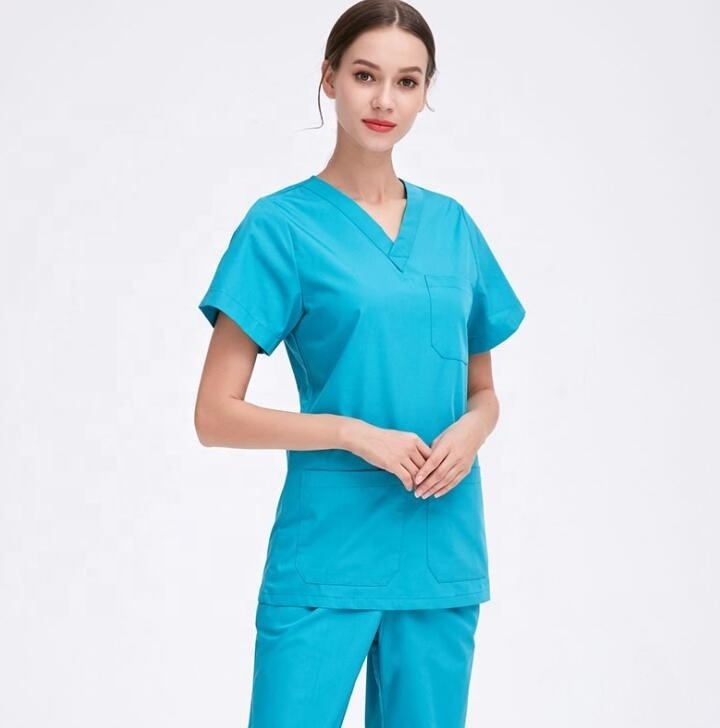 Wholesale Medical Scrubs Nursing Uniforms Polyester Cotton Blend XS Size Chlorine Bleach Resistant Nurse Scrub Jogger Sets