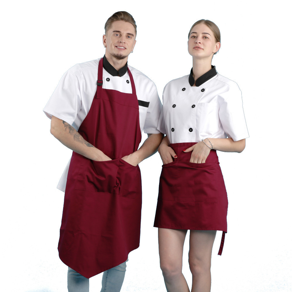 Factory supply apron custom logo bar coffee shop wine red chef kitchen cooking apron