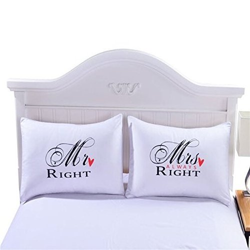 Perfect for Housewarming Wedding Birthday Gift MKT ST Mr. & Mrs. 100% Cotton pillow cases