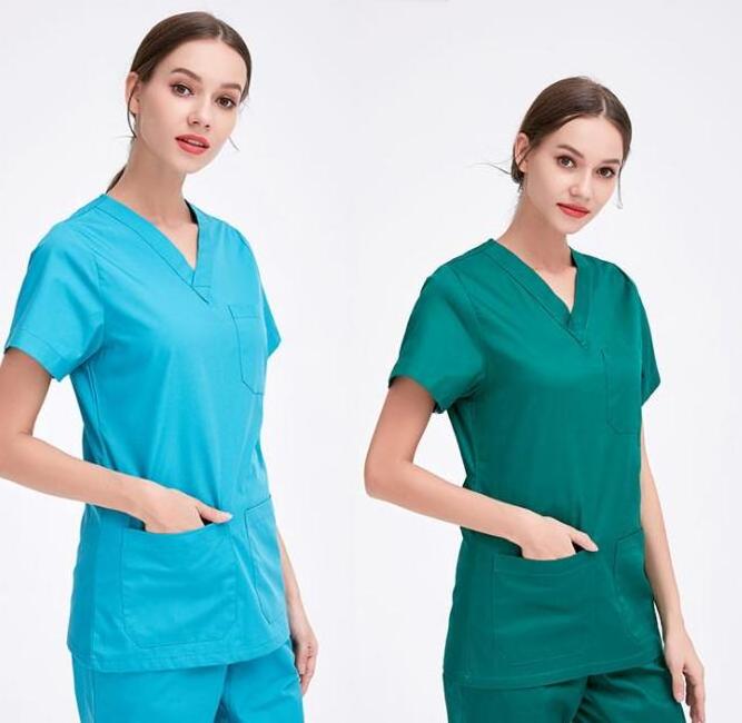 polyester cotton blend resistance to Chlorine bleaching wholesale medical scrubs nursing uniform nurses scrub set