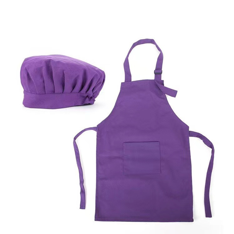 China factory cotton polyester customized printed kids full apron kids apron and chef hat set for painting