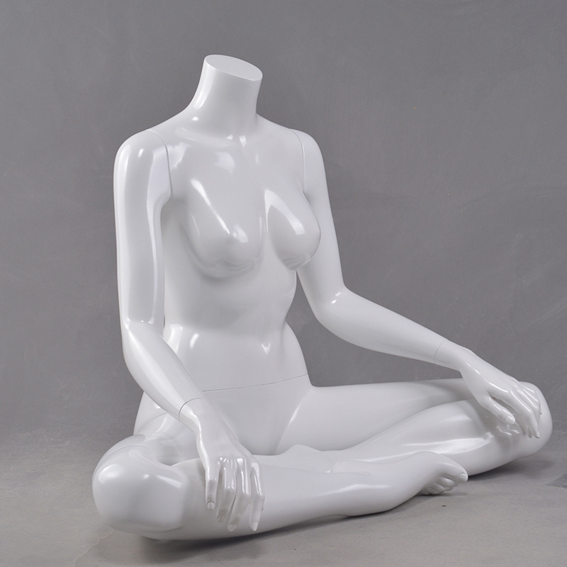 Full body yoga adjustable kneeling fiberglass female mannequin