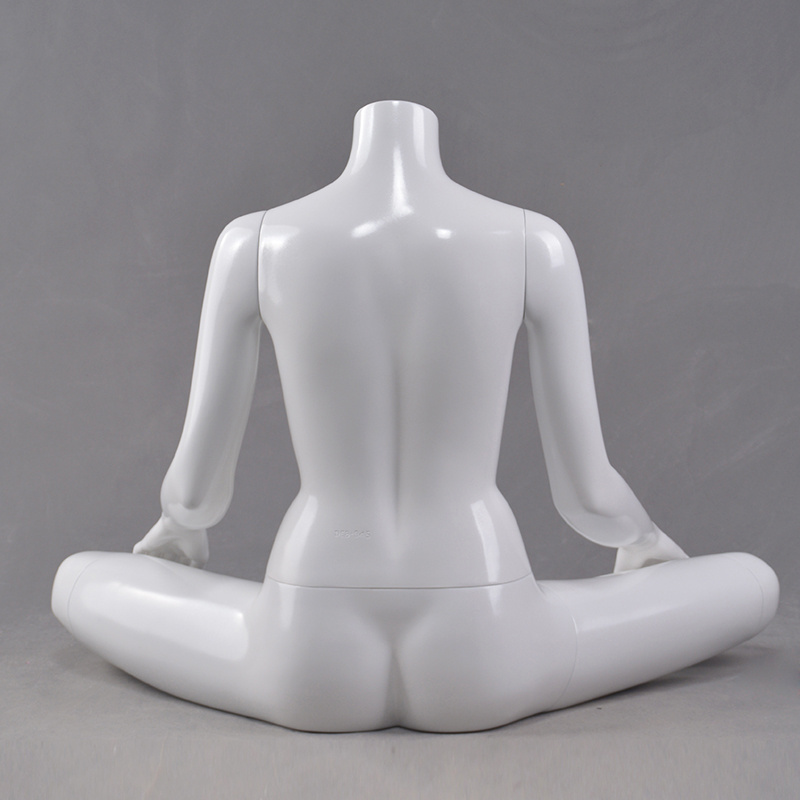 Full body yoga adjustable kneeling fiberglass female mannequin