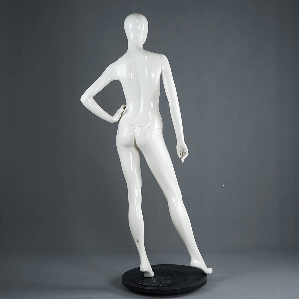 Standing female full body mannequin glossy egg head fiberglass clothes display mannequin for sale