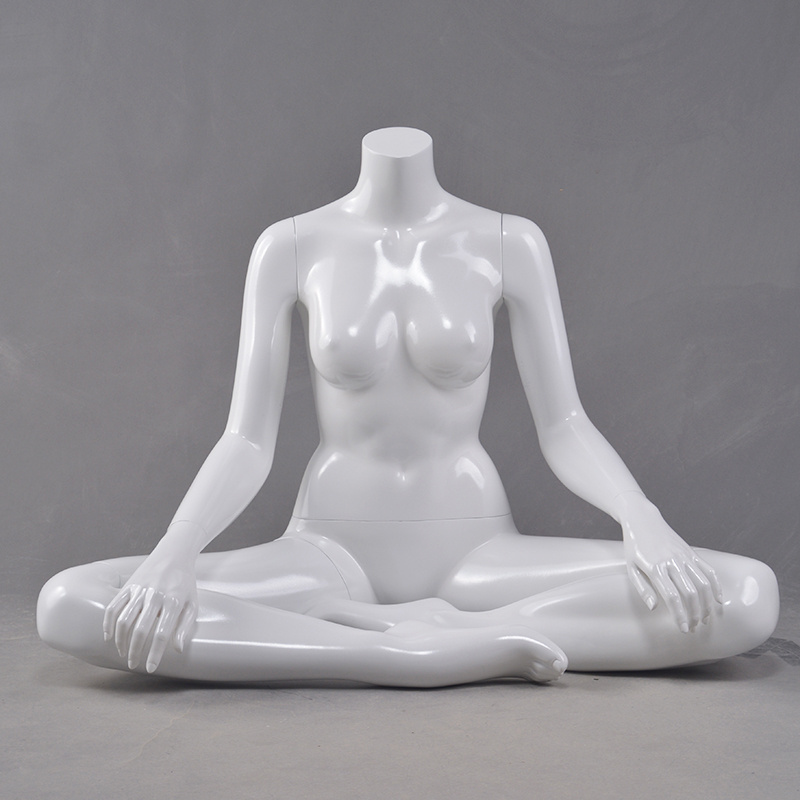 Full body yoga adjustable kneeling fiberglass female mannequin