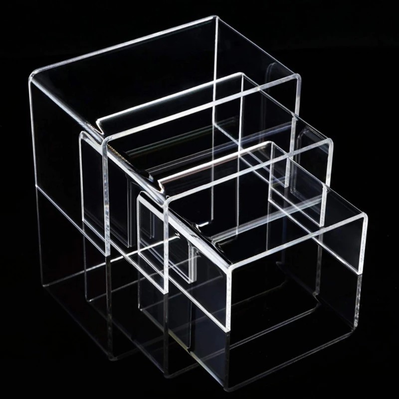 Anti-Corrosion Clear Acrylic Display Risers 3 Size Steps Display Stand for Figures Buffet Showcase Display Shelf Model