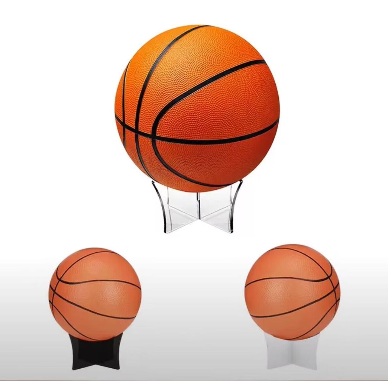 Sleek and Transparent Clear Acrylic Basketball Display Stand Holder Securely Displays Basketball