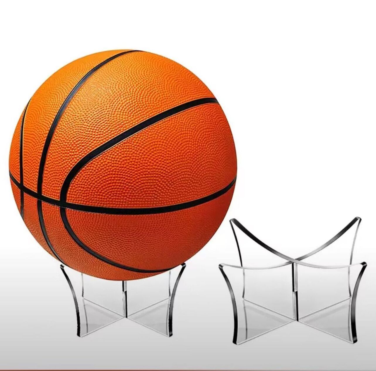 Sleek and Transparent Clear Acrylic Basketball Display Stand Holder Securely Displays Basketball