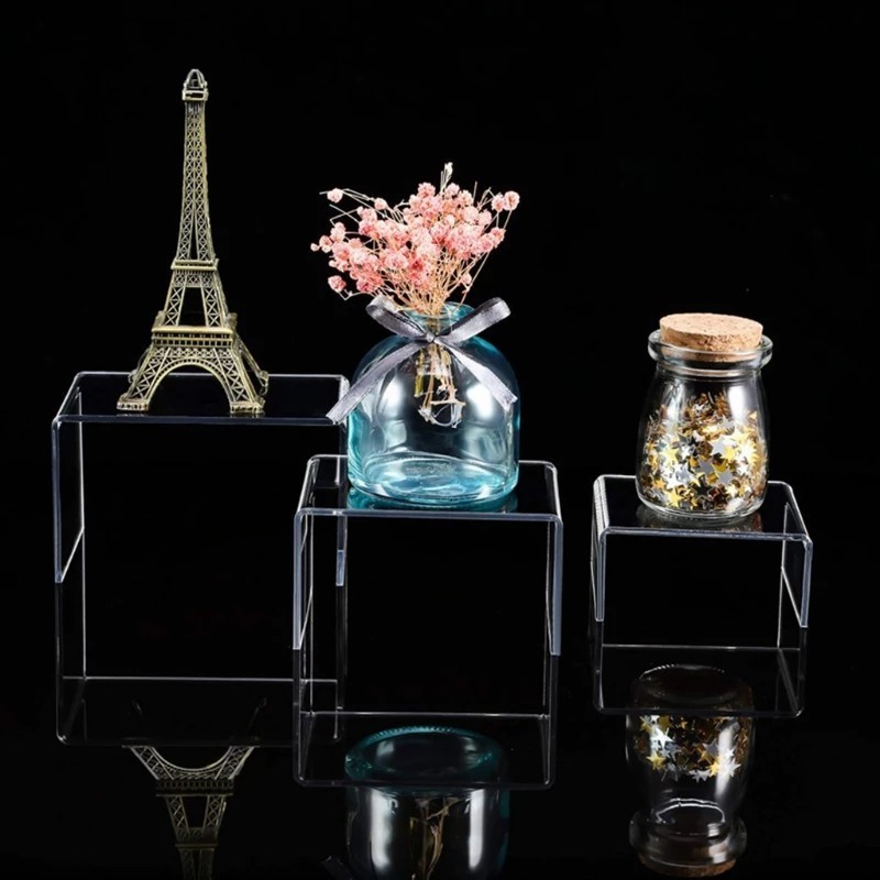 Anti-Corrosion Clear Acrylic Display Risers 3 Size Steps Display Stand for Figures Buffet Showcase Display Shelf Model