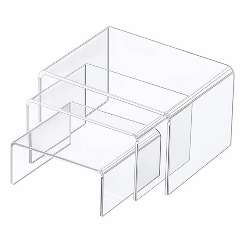 Anti-Corrosion Clear Acrylic Display Risers 3 Size Steps Display Stand for Figures Buffet Showcase Display Shelf Model