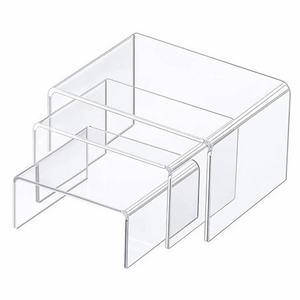 Anti-Corrosion Clear Acrylic Display Risers 3 Size Steps Display Stand for Figures Buffet Showcase Display Shelf Model