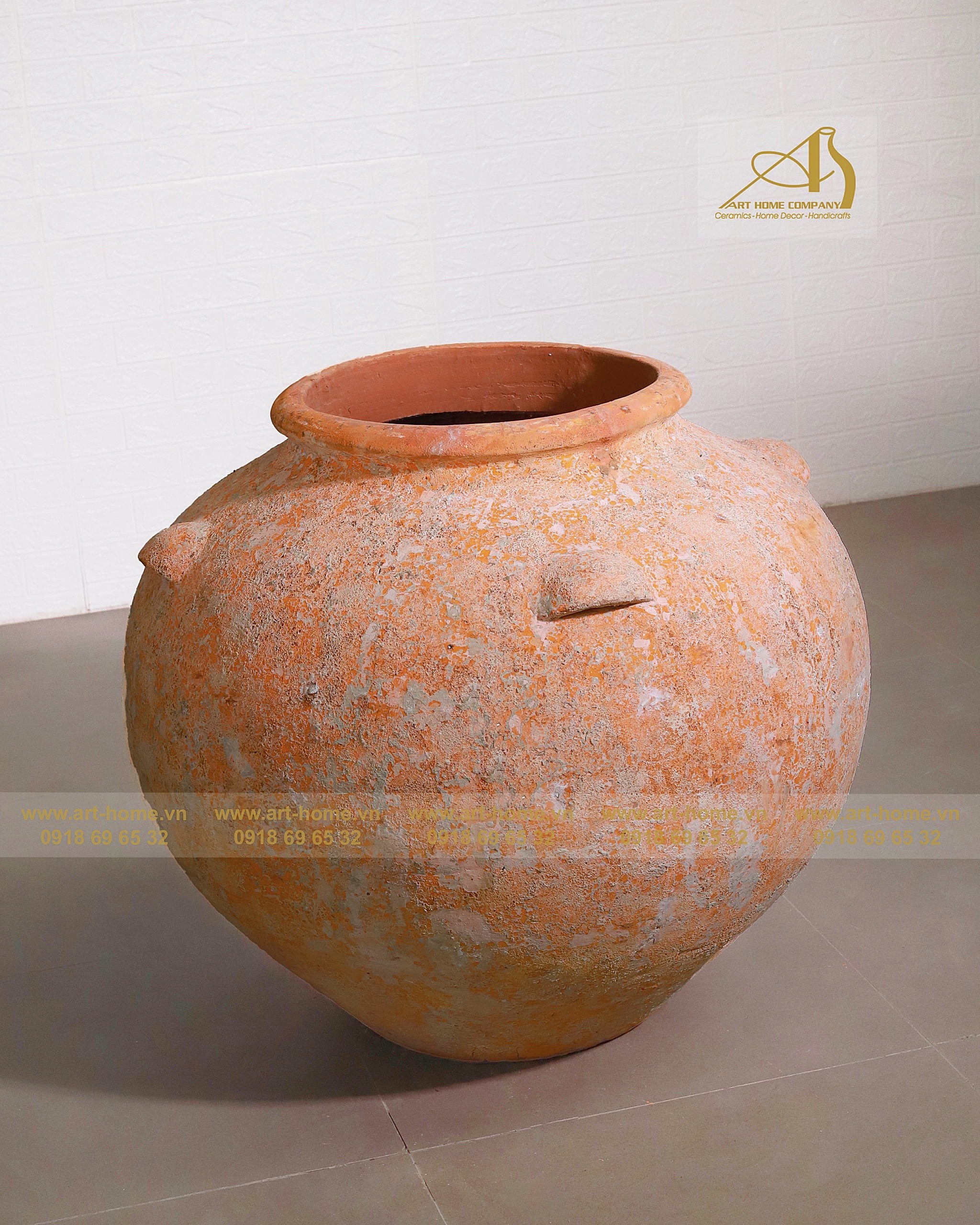 Art-home Ceramics  OCEAN ORANGE OC066H73 Pot With 2 Handles Suitable for Planting Garden Decoration and Mini Landscaping