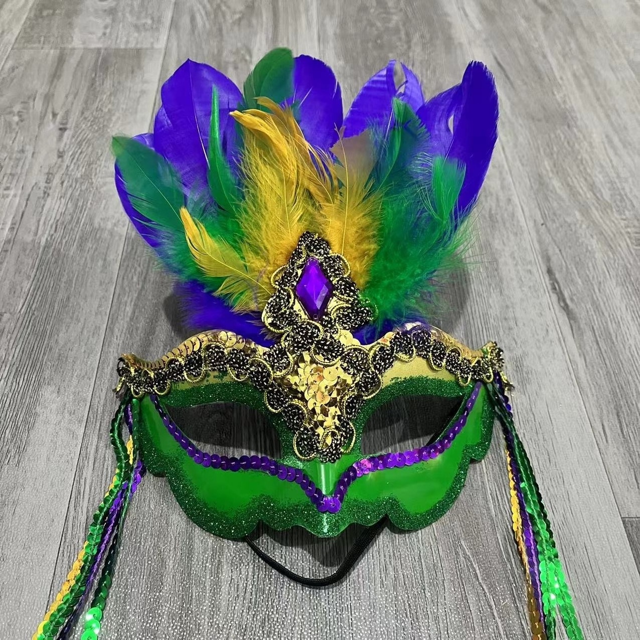 Venetian Party Masquerade Mardi Gras Mask with Feathers