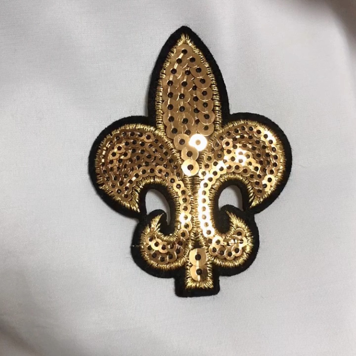 Mardi Gras Black and Gold  Sequin Fleur de Lis Applique