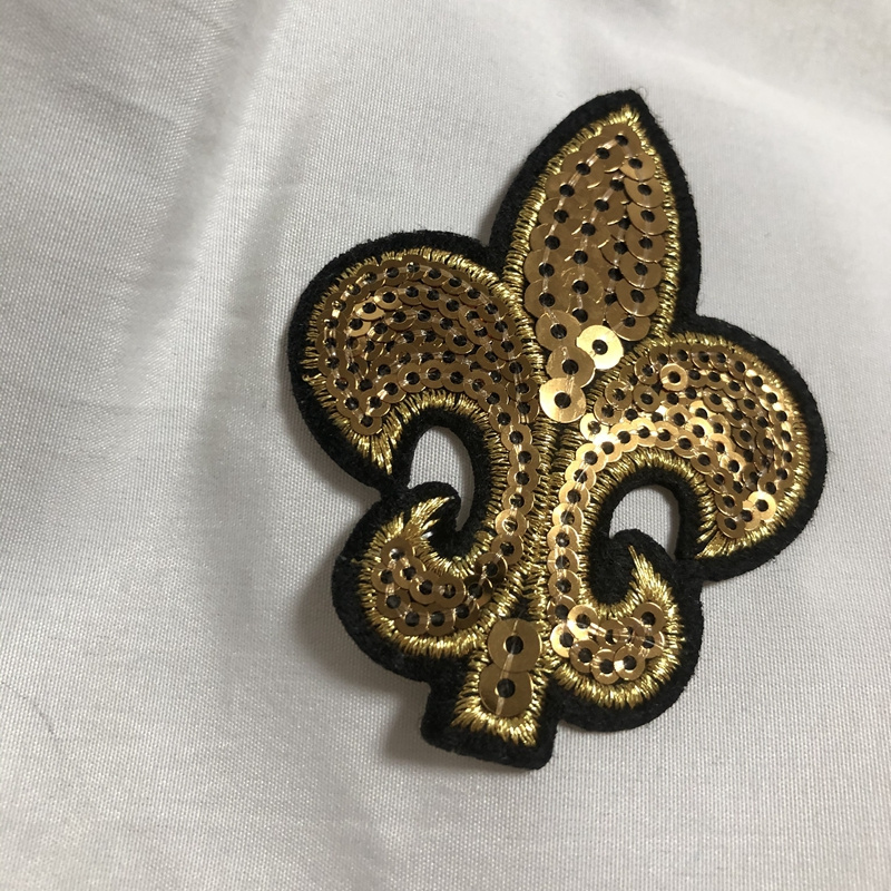 Mardi Gras Black and Gold  Sequin Fleur de Lis Applique