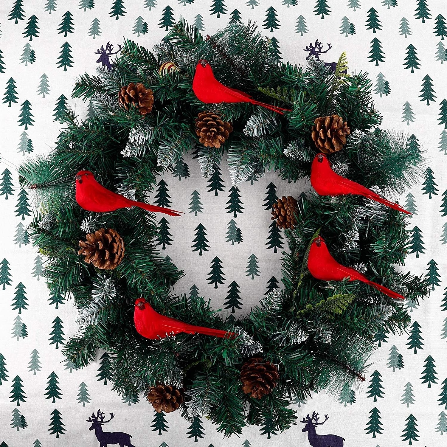 6 Inch Red Clip on Cardinals Christmas Tree Ornaments Artificial Feathered Birds Ornaments Christmas Bird Decor