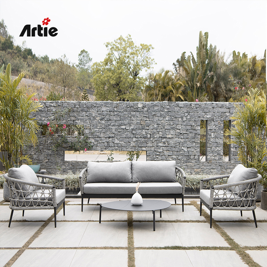 Artie Original Design Outdoor Lounge Sofa Patio Furniture Rainproof Aluminum Rope Weave Garden Sofa Sets