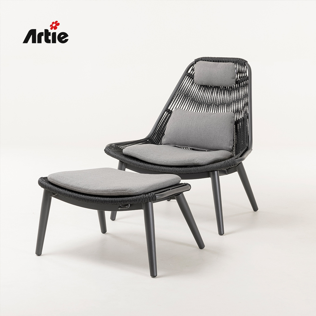 Artie Modern Single Sofa Chair Garden Furniture Patio Sets Balcony Wicker Chair with ottoman