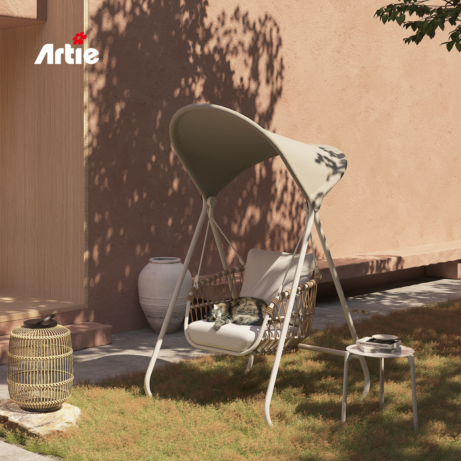 Artie High Quality Modern Outdoor Furniture Metal Stand  Garden Rattan Patio Swings With Canopy