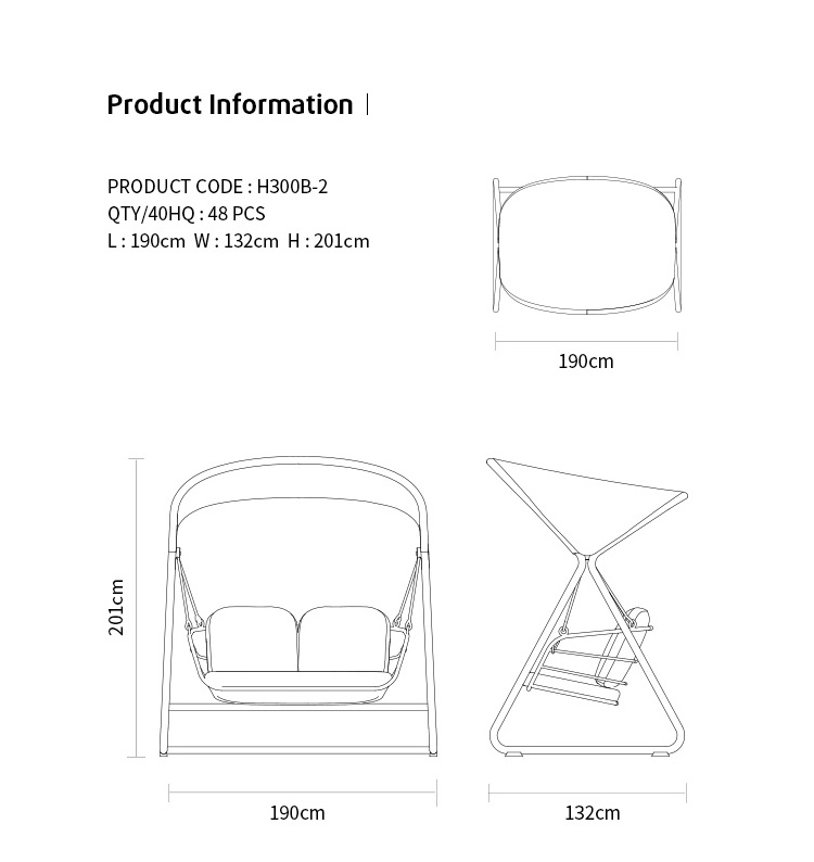 Artie High Quality Modern Outdoor Furniture Leisure Style Double Seater Hanging Swings Garden Canopy Patio Swing