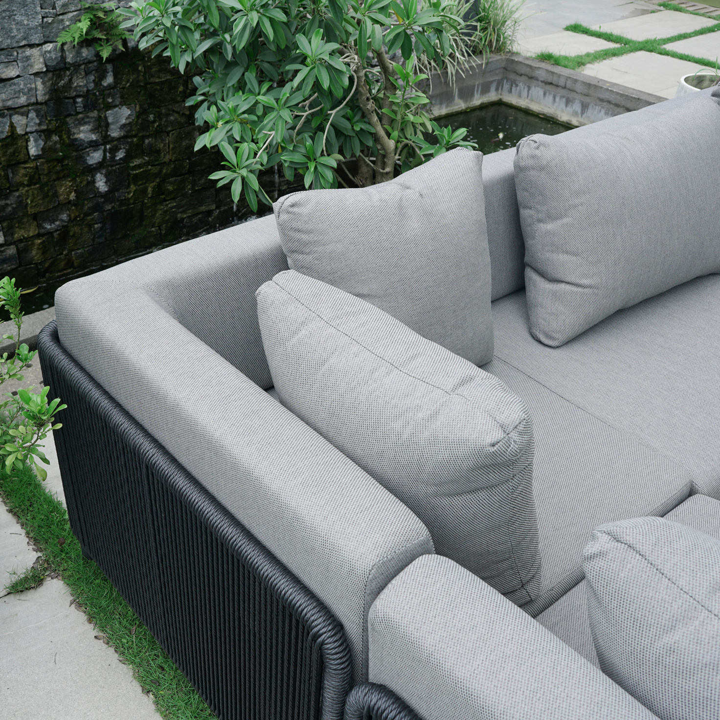 Artie Luxury Garden Lounge Set L Shape Outdoor Sofa Modern Hotel Patio Furniture Set Cover Outdoor Sectional Sofa