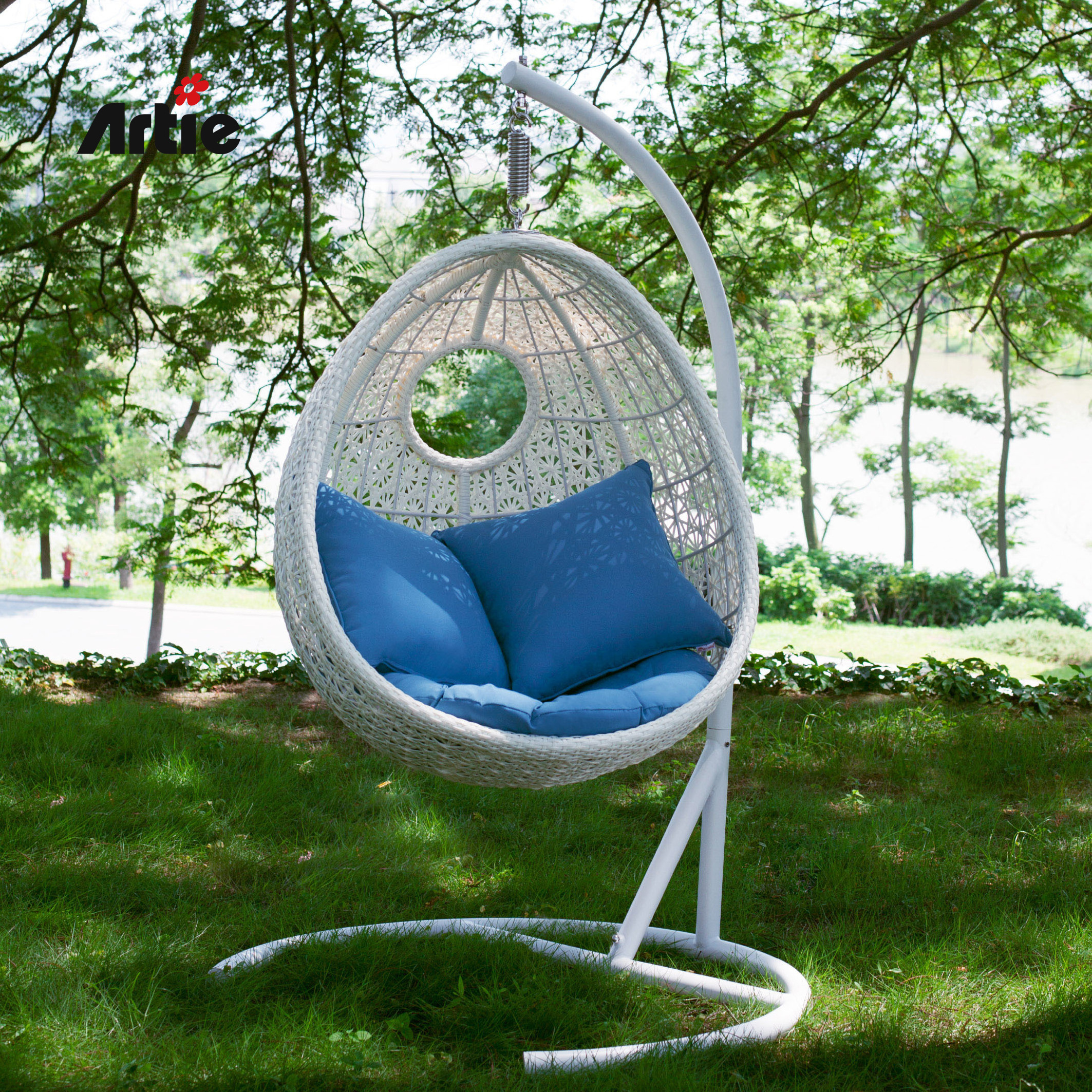 Artie Woven Rattan Egg Chairs Patio Swings Balcony Furniture Outdoor Garden Swing Hanging Chair