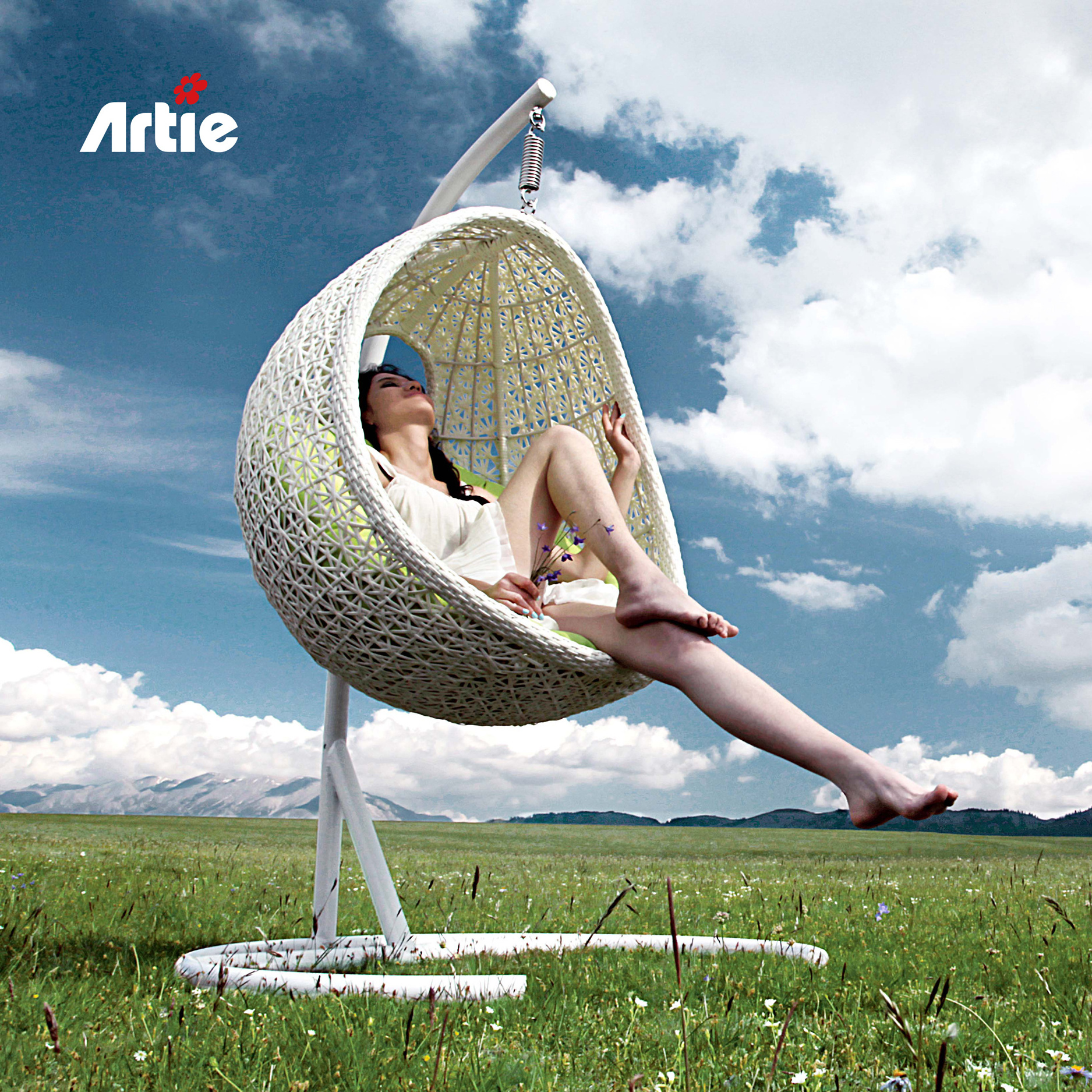 Artie Woven Rattan Egg Chairs Patio Swings Balcony Furniture Outdoor Garden Swing Hanging Chair