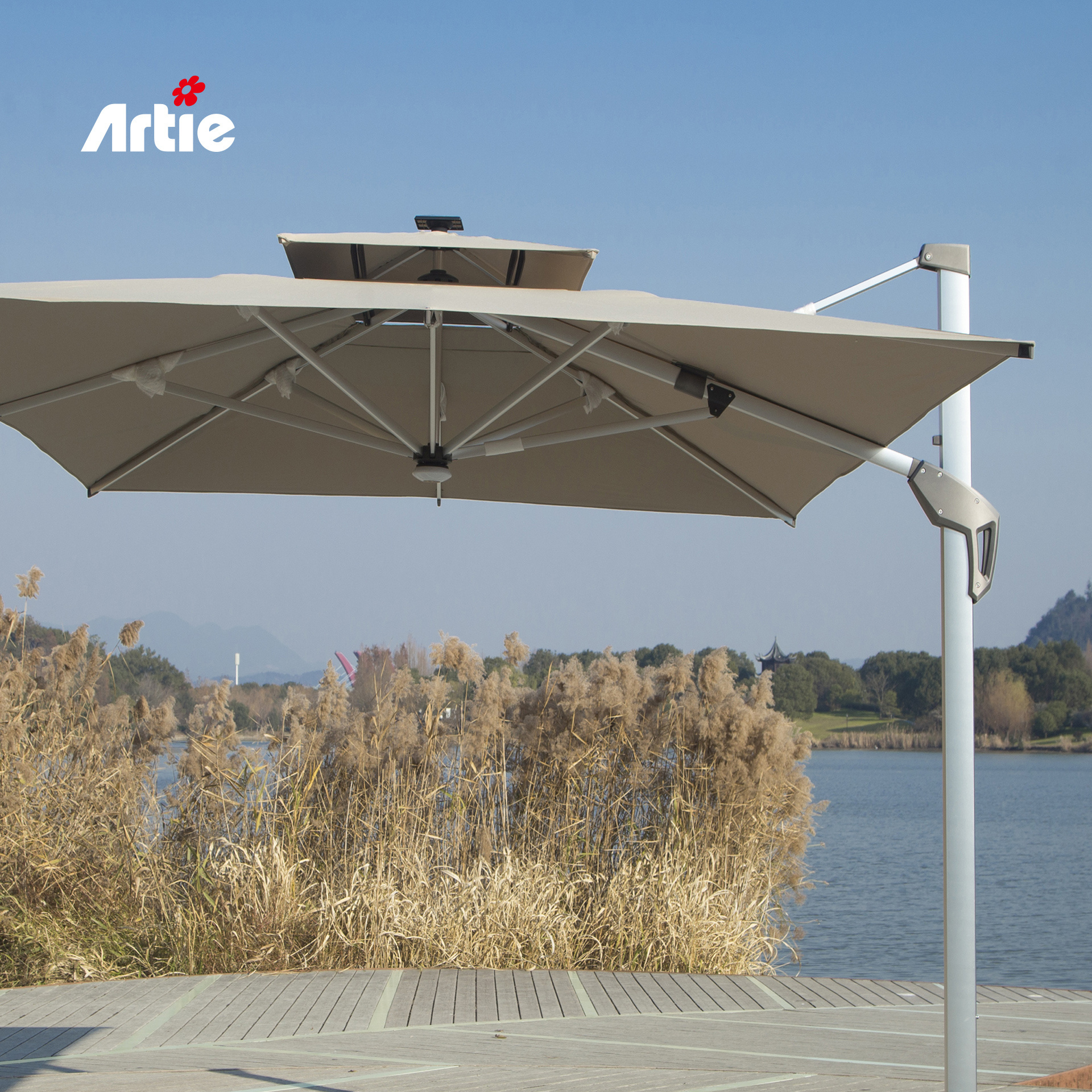 Artie Wholesale Patio Furniture Sun Umbrella Hotel Large Terrace Parasol Beach Double Garden Furniture Outdoor Umbrella