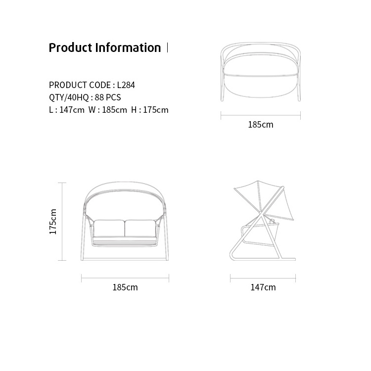 Artie Aluminum Balcony Furniture Outdoor Loveseat Canopy Swinging Hanging Chair Modern Outdoor Furniture Patio Swing