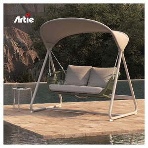 Artie High Quality Outdoor Furniture Metal Hanging Chairs Rope Weave Double Seat Garden Swing Chairs