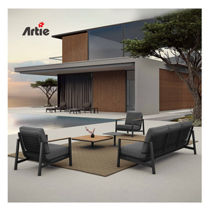 Artie Luxury Outdoor Garden Aluminum Sofa Set Furniture Leisure PE Rattan Sofa Modern Garden Lounge Set