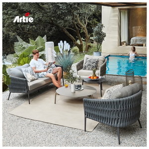 Artie Modern Patio Furniture Aluminum Sofa Luxury Waterproof Handwoven Rope Outdoor Garden Sofa Set