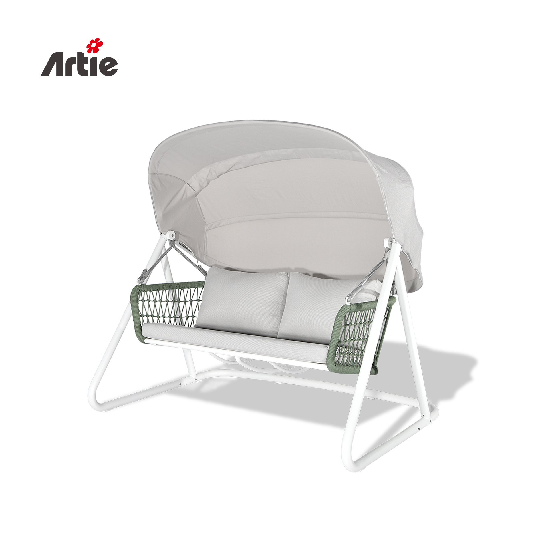 Artie Modern Luxury Hotel Balcony Furniture 2-person Canopy Hanging Chair Patio Outdoor Furniture Egg Swing Chair