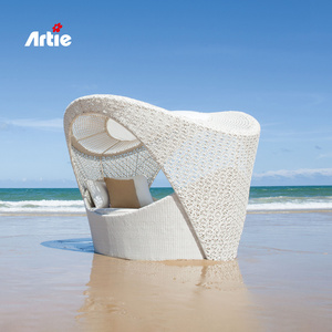 Artie Bird'S Nest Design Pool Furniture Garden Daybed Outdoor Chaise White Round Rattan Lounger Sunbed