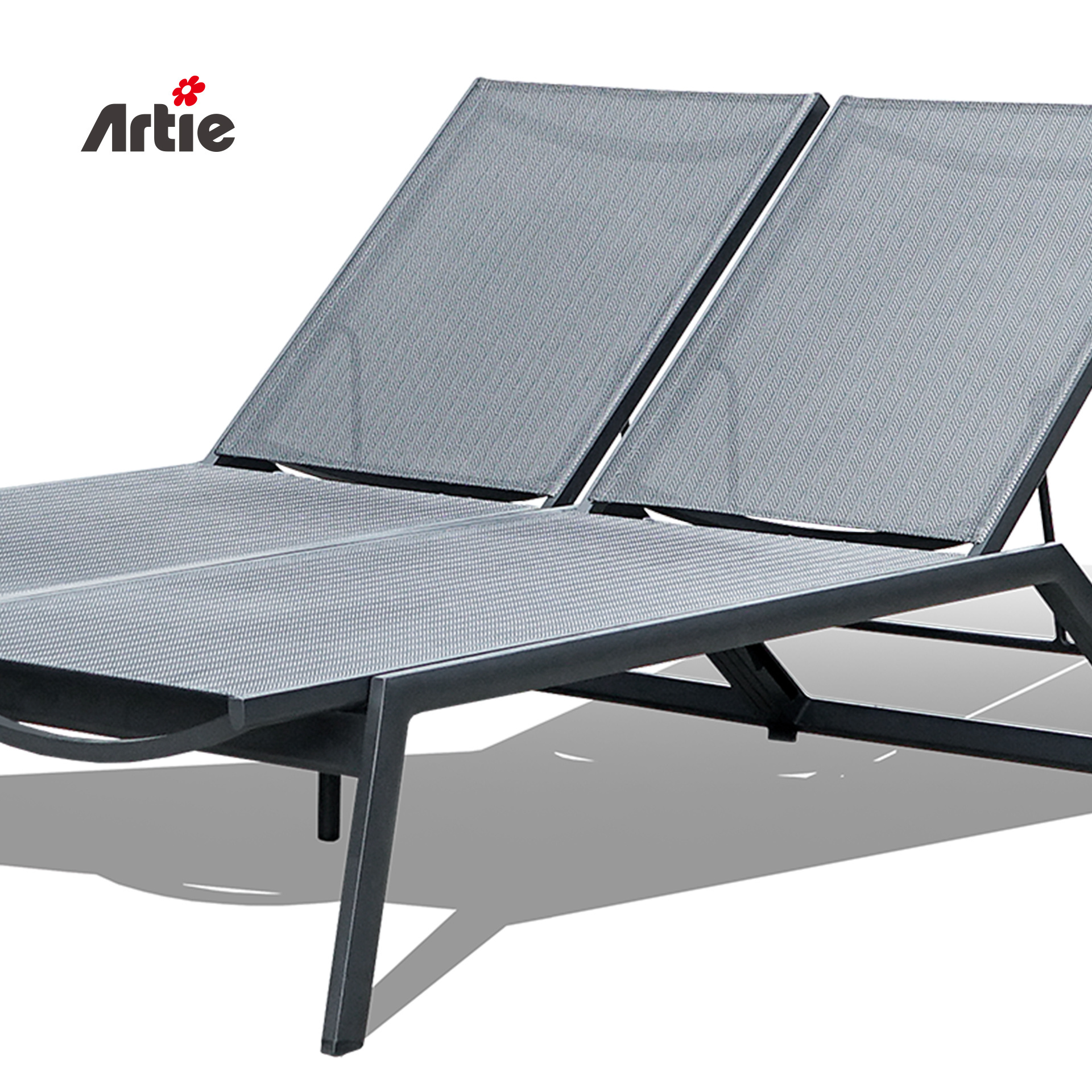 Artie All-Weather Garden Furniture Pool Lounge Chair Aluminum Textylene Mesh Fabric Stackable Sun Beach Outdoor Chaise Lounge