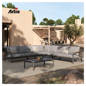 Artie Luxury Aluminum Frame Garden Furniture Outdoor Sofa Sectional With Coffee Table Patio Furniture Set