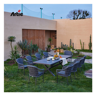 Artie Modern Aluminum Restaurant Outdoor Furniture Garden Set Hotel Patio Extension Dining Table Sets