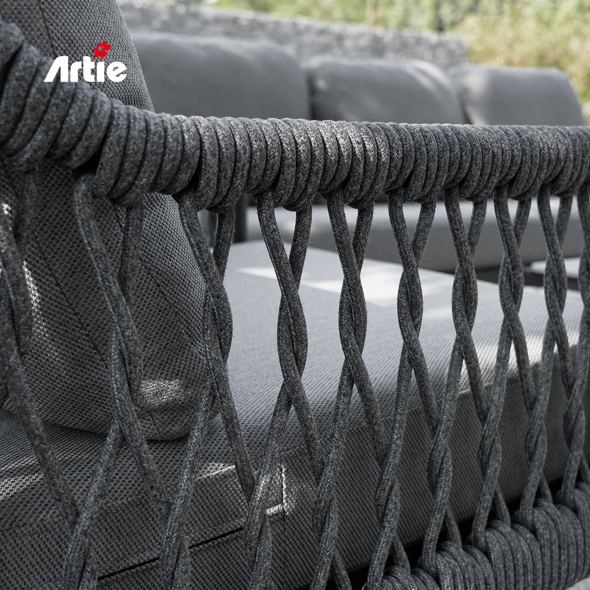 Artie Outdoor Lounge Furniture Sofa Set Luxury Garden Aluminium Sofa Rope Wove Outdoor Furniture