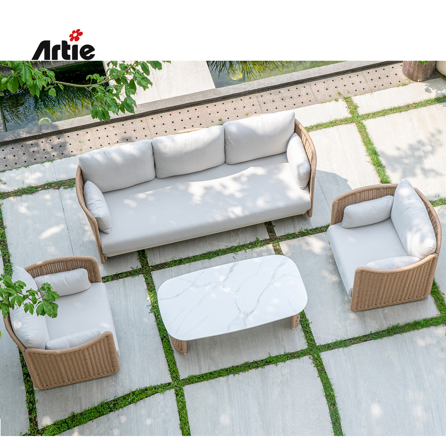 Artie Garden Furniture Patio Sofa Rattan Hotel Outdoor  Furniture Garden Sofa Set Modern Outdoor Furniture Sofa Set