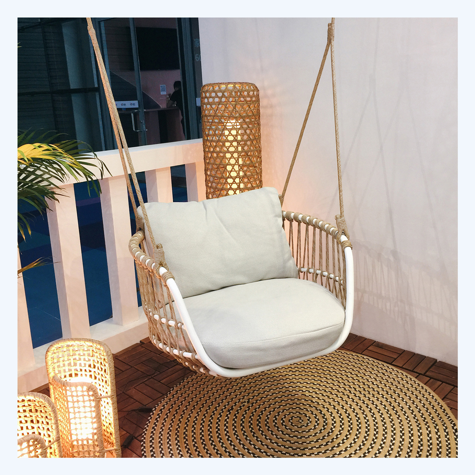 Artie Balcony Weather Proof Patio Swing Outdoor Furniture Modern Wicker Rattan Balcony Egg Hanging Chair