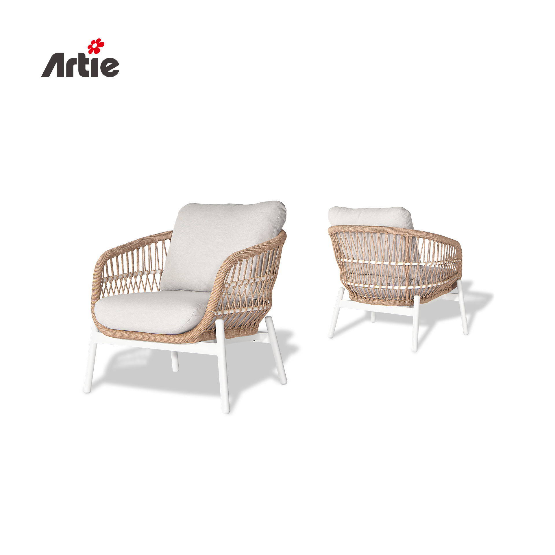 Artie Contemporary Outdoor Furniture Lounge Sofa Chairs All Weather Rattan Furniture Hotel Garden Outdoor Couch