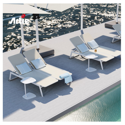 Artie Patio Garden Furniture Aluminum Frame Pool Lounge Chair Hotel Poolside Double Outdoor Chaise Lounger