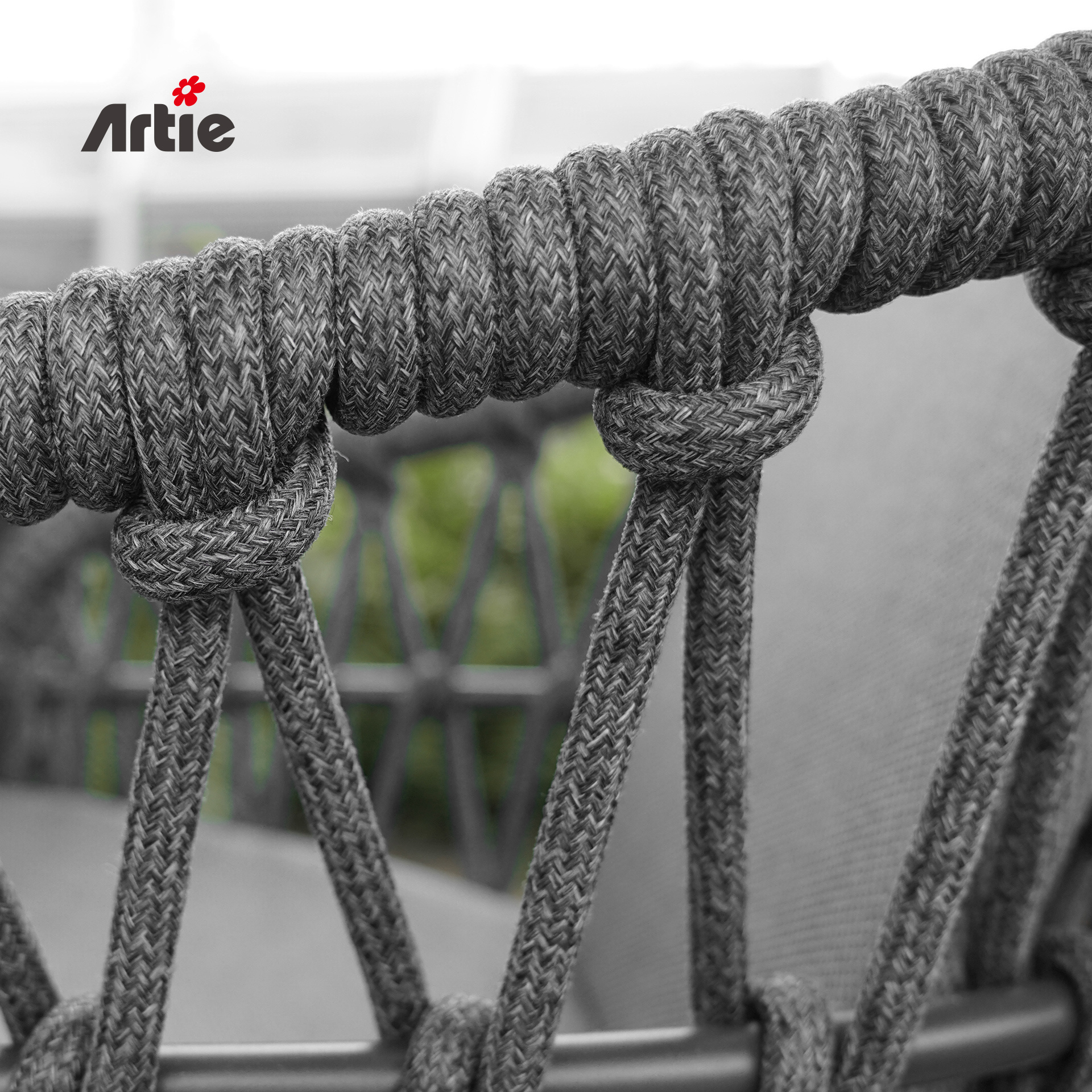 Artie Rope Weaving Patio Swing Chair Balcony Furniture Outdoor Garden Swinging Single Outdoor Hanging Chair