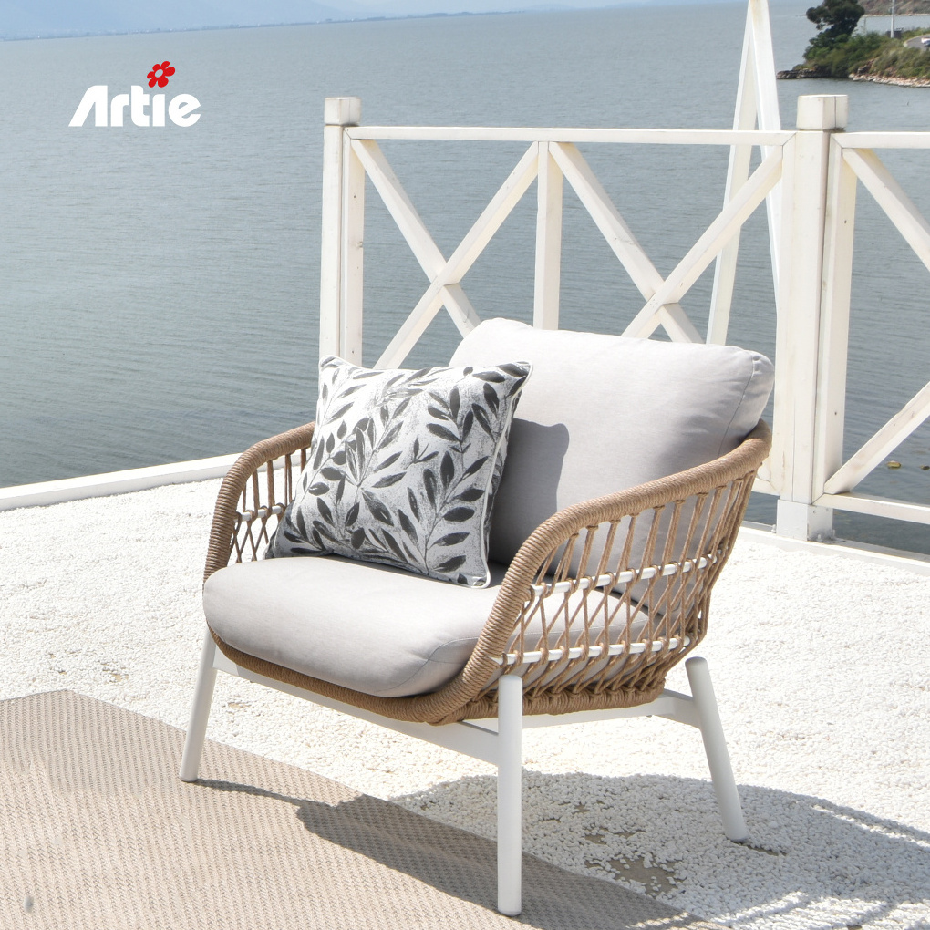 Artie Contemporary Outdoor Furniture Lounge Sofa Chairs All Weather Rattan Furniture Hotel Garden Outdoor Couch