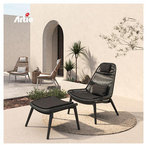 Artie Modern Single Sofa Chair Garden Furniture Patio Sets Balcony Wicker Chair with ottoman