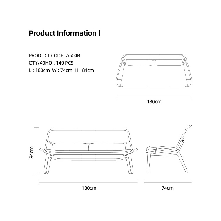 Artie Modern Exterior Furniture Outdoor Couch UV-resistance Rope Weave Leisure Patio Garden Sofa Sets