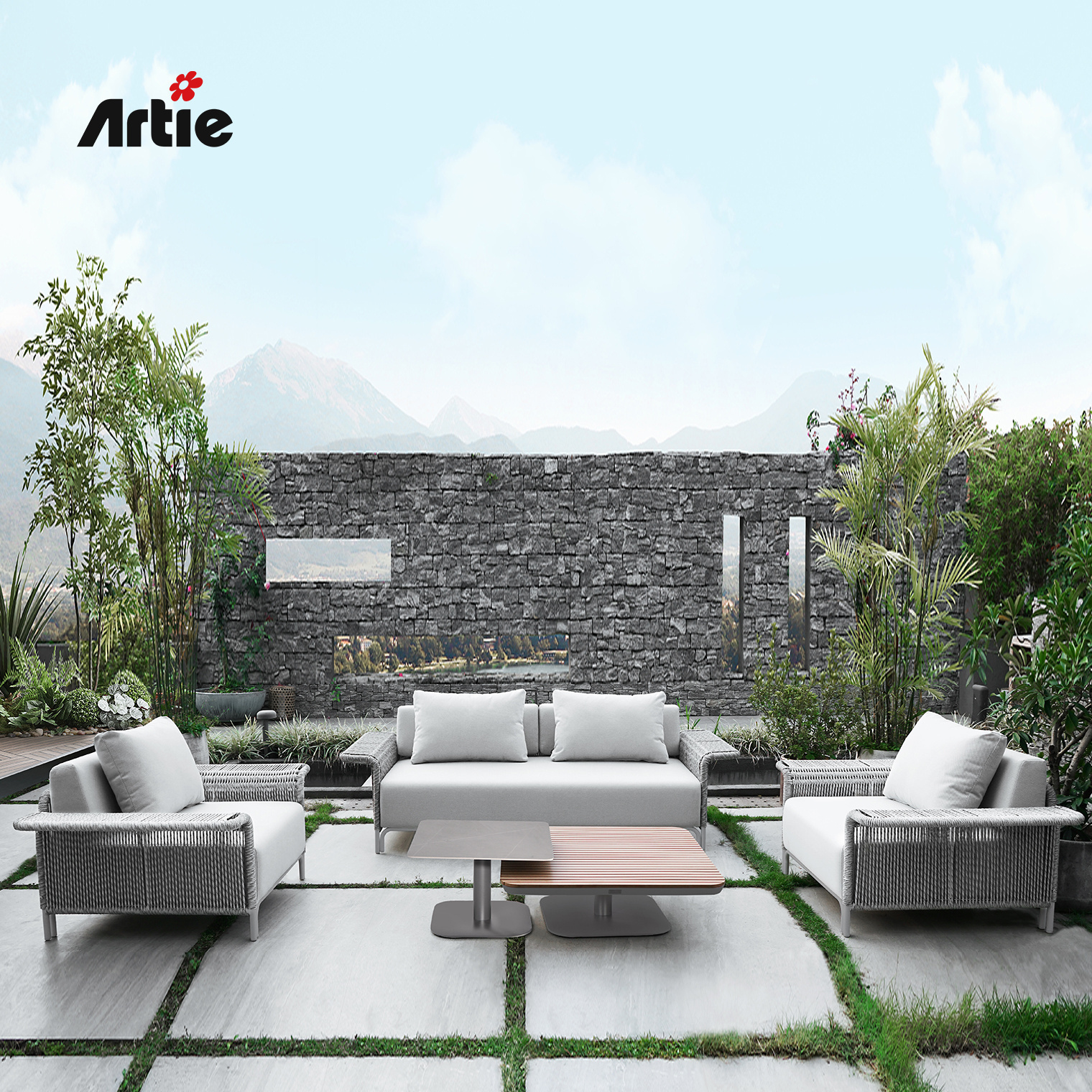 Artie Luxury Outdoor Furniture Rattan Outdoor Sofa Set Garden Furniture Home Furniture Garden Lounge Sets